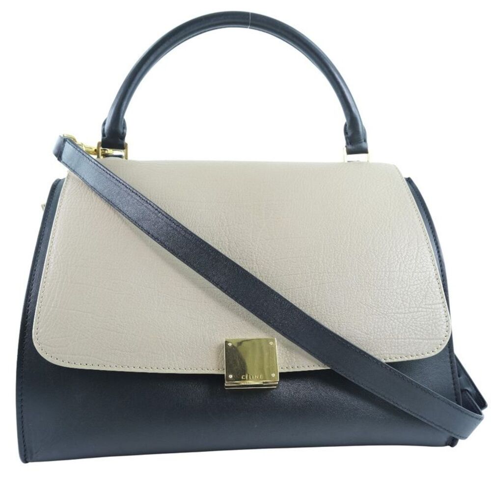 Celine Trapeze Leather With Suede Black Leather Handbag